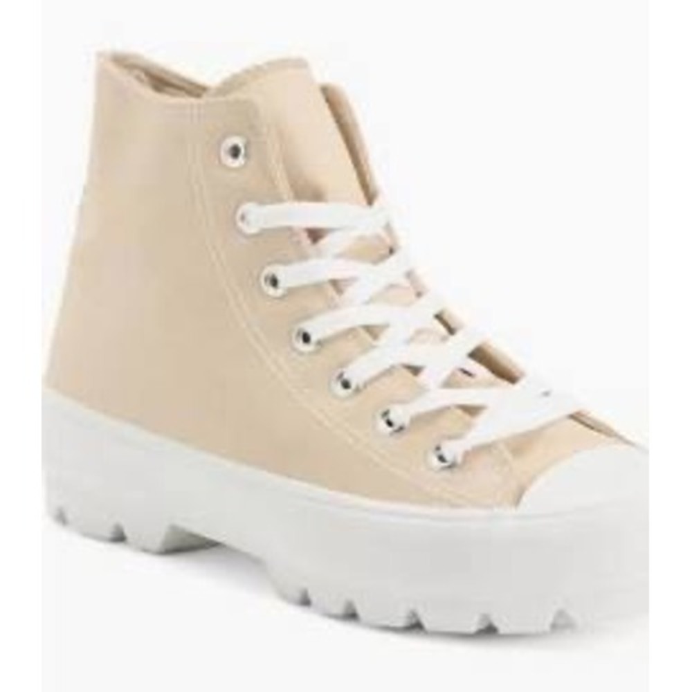 Sincerely Jules Vespa Tan Canvas High Top Platform Lug Sole Sneakers Womens 10M